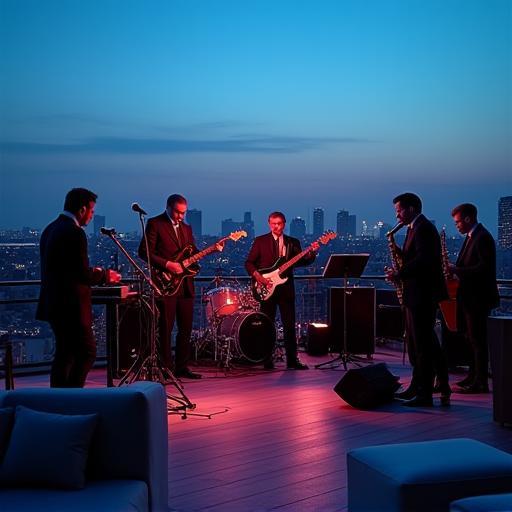 Actuación en azotea corporativa con skyline de Madrid